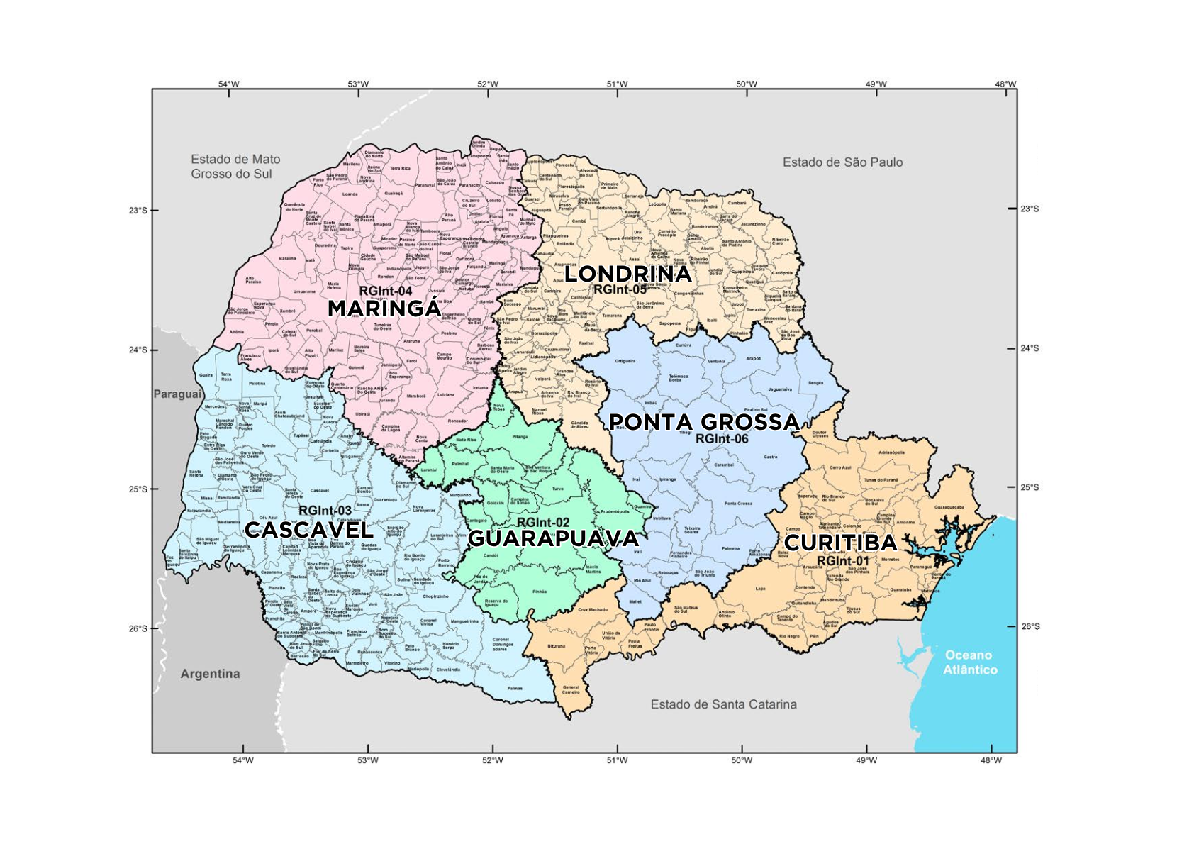 Mapa Regiões do Paraná