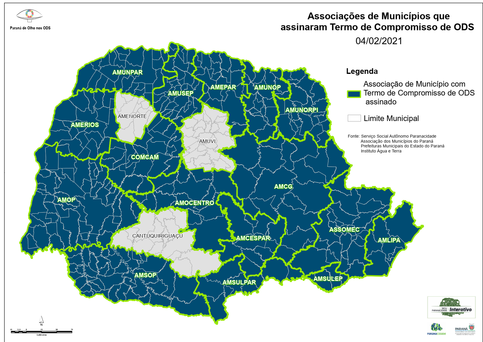 Associações de Municípios que assinaram o Termo de Compromisso aos ODS